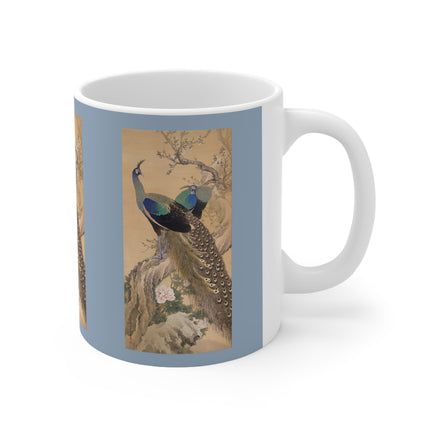 A Pair of Peacocks in Spring by Imao Keinen Ceramic Mug 11oz