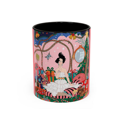 🎀🎄 Christmas Morning In The Rose Parlor Colorful Mug – Art Deco Holiday Fantasy