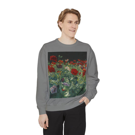 Poppies (A Study of Poppies for Carnation, Lily, Lily, Rose) by John Singer Sargent Unisex Garment-Dyed Sweatshirt