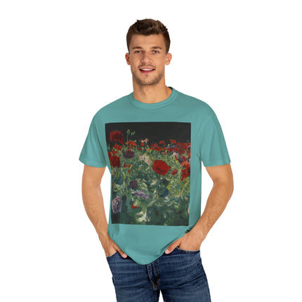 Poppies (A Study of Poppies for Carnation, Lily, Lily, Rose) by John Singer Sargent Unisex Garment-Dyed T-shirt