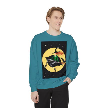 A Witch’s Moonlit Flight Unisex Garment-Dyed Sweatshirt