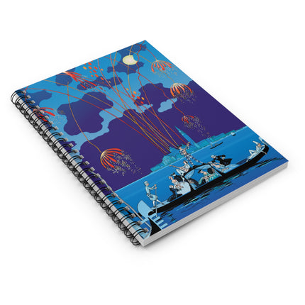 Fireworks in Venice by George Barbier Spiral Notebook - Ruled Line