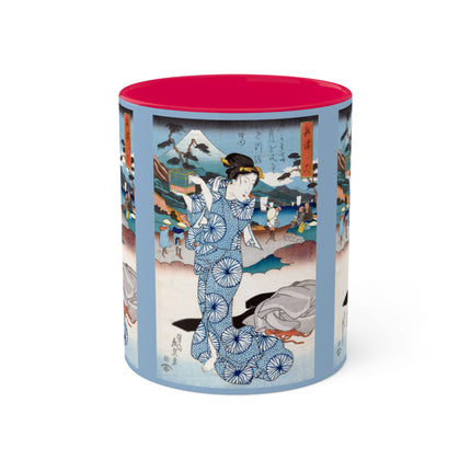 Japanese woman woodblock print by Keisai Eisen Colorful Mugs, 11oz