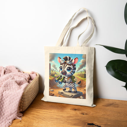 The Zebra Lookout Cotton Canvas Tote Bag – Adventure, Curiosity & Explorer Spirit