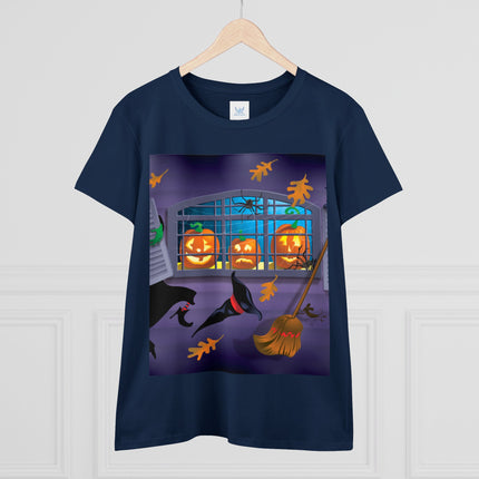 Whimsical Halloween Mischief Women's Midweight Cotton Tee
