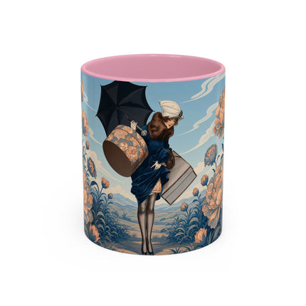 ☔🌸 The Grand Floral Journey Colorful Mug – Art Deco Travel Elegance