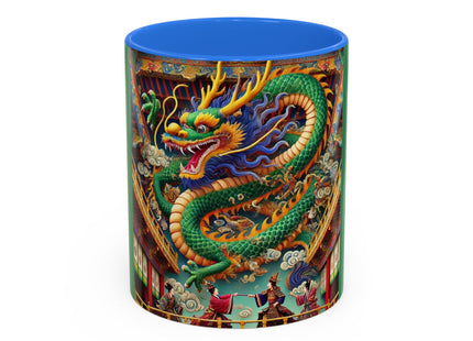 Tibetan Dragon Over Kabuki Duel Colorful Mugs (11oz, 15oz)