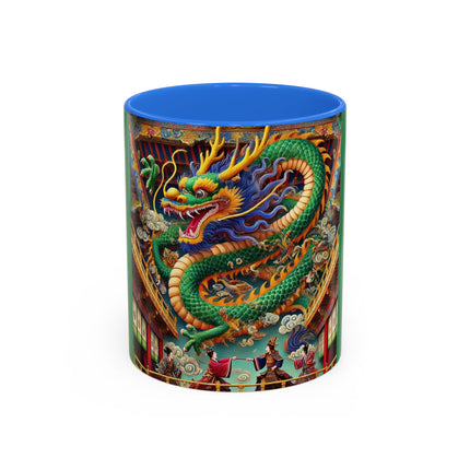 Tibetan Dragon Over Kabuki Duel Colorful Mugs (11oz, 15oz)