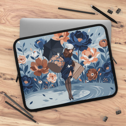 ☂️🧳 The Lady Of The Traveling Garden Laptop Sleeve – Art Deco Floral Adventure