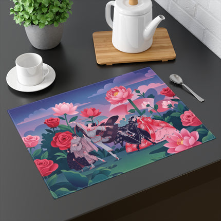 🌸🎭 The Grand Garden Masquerade Placemat – Art Deco Floral Fantasy