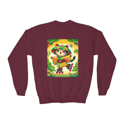Firefly Dance on Wheels Youth Crewneck Sweatshirt – Motion, Magic & Playful Energy