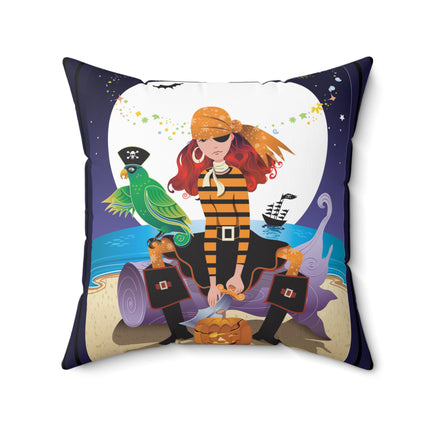 Moonlit Pirate Halloween Spun Polyester Square Pillow