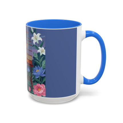 Whispers to the Golden Songbird Colorful Mugs – Art Deco Garden Elegance