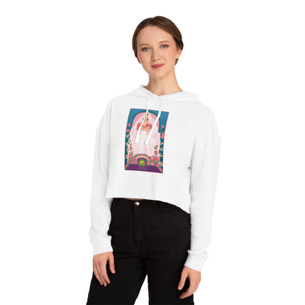 August & Peridot (from the Gem Series) by Sofia Chiostri Women’s Cropped Hooded Sweatshirt
