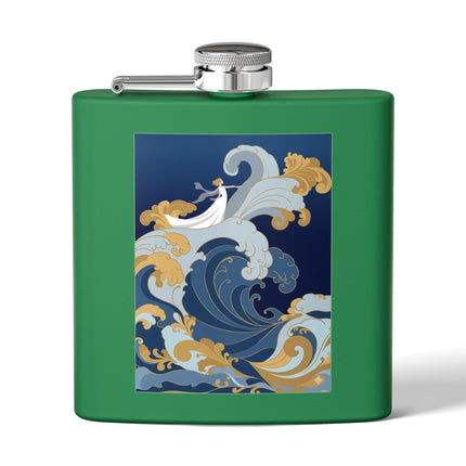 Wave Enchantress Flask – Oceanic Grace & Golden Tides