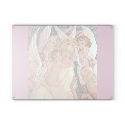 Madonna with Child Surrounded by Musical Angels by Gerda Wegener Glass Cutting Board