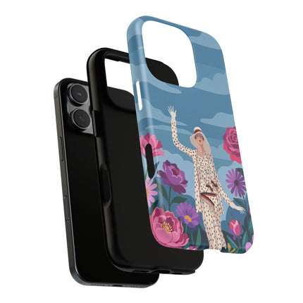 🌺👒 The Grand Flower Promenade Phone Case – Art Deco Fashion Illustration