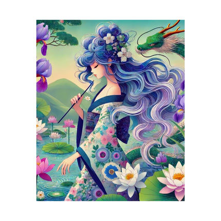 🐉🪷 Fairy of the Koi Pond Matte Vertical Poster – Tranquil Magic & Dragon Grace