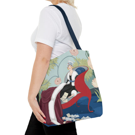💌🌸 The Lady Of The Secret Letters Tote Bag – Art Deco Floral Elegance