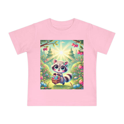 Raccoon’s Berry Basket Baby T-Shirt – Sweet Woodland Charm & Sunny Adventures