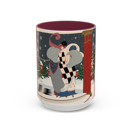 ❄️✨ The Winter Couture Promenade Colorful Mug – Art Deco Holiday Elegance