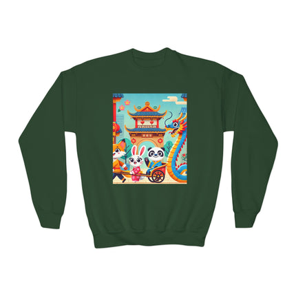 Lantern Street Dragon Parade Youth Crewneck Sweatshirt – Festive Energy, Culture & Playful Adventure