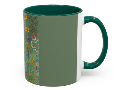 Farm Garden with Sunflowers by Gustav Klimt Colorful Mugs (11oz, 15oz)