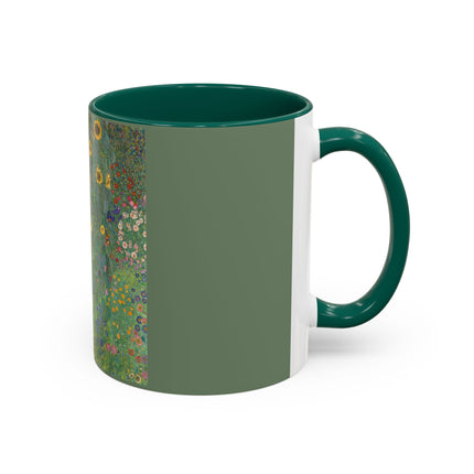 Farm Garden with Sunflowers by Gustav Klimt Colorful Mugs (11oz, 15oz)