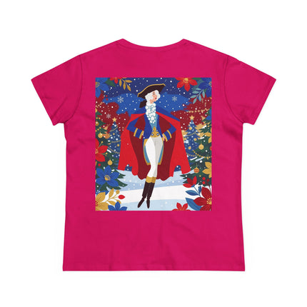 🎄🎭 The Christmas Masquerade Lady Cotton Tee – Art Deco Holiday Glamour