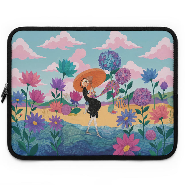🌸☂️ The Lady With The Orange Parasol Laptop Sleeve – Art Deco Garden Fantasy