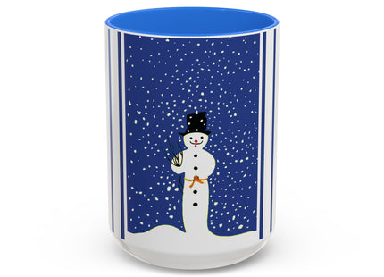 Snowman in Falling Snow Colorful Mugs (11oz, 15oz)