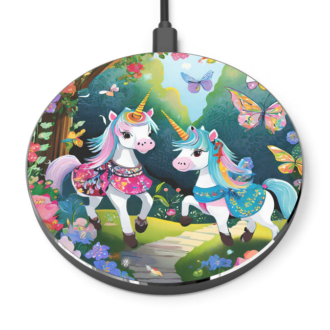 Baby Unicorns and Fluttering Butterflies Wireless Charger