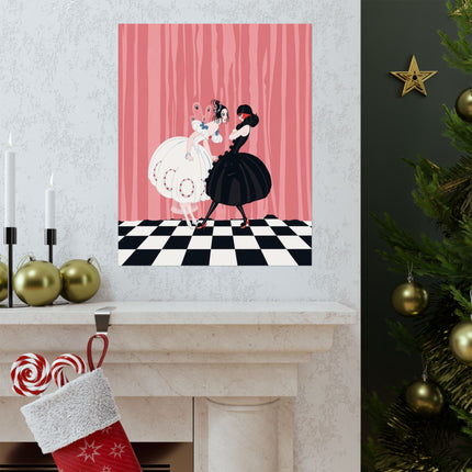 🎭🖤 The Ladies Of The Midnight Masquerade Matte Vertical Poster – Art Deco Fashion Illustration
