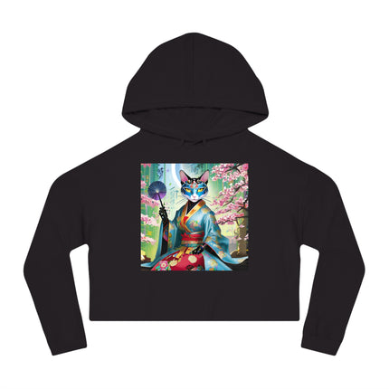 Cyberpunk Geisha Cropped Hooded Sweatshirt