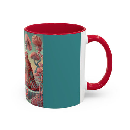 Cherry Blossom Courtesans & Crimson Crab Colorful Mug – Imperial Elegance & Playful Charm