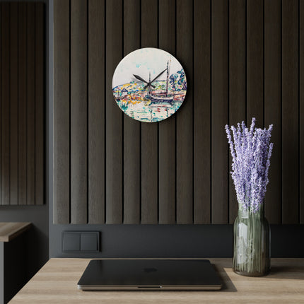 Concarneau by Paul Signac Acrylic Wall Clock, Round and Square