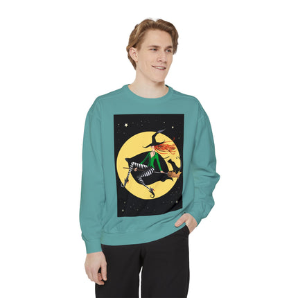 A Witch’s Moonlit Flight Unisex Garment-Dyed Sweatshirt