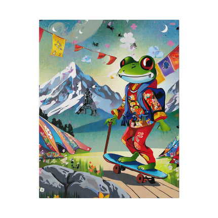 Skateboarding Frog Matte Canvas, Stretched, 0.75"