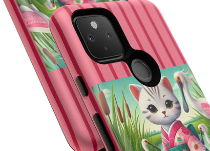 Geisha Kitten Strolls Among the Spoonbills Phone Cases