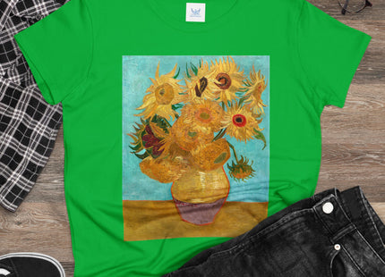 Vase with Twelve Sunflowers by Vincent van Gogh Women's Midweight Cotton Tee