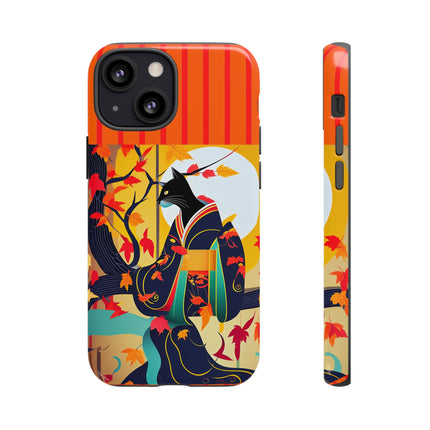 Black Cat in Kimono Phone Cases