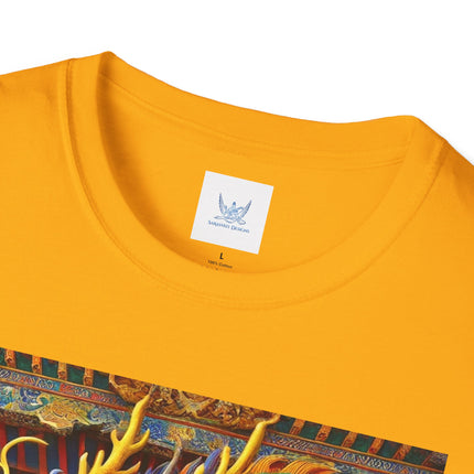 Tibetan Dragon Over Kabuki Duel Softstyle T-Shirt