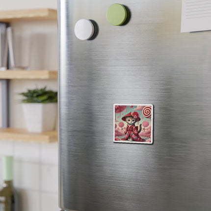 Whimsical Geisha Kitten in a Valentine Garden Die-Cut Magnets (5 Sizes)