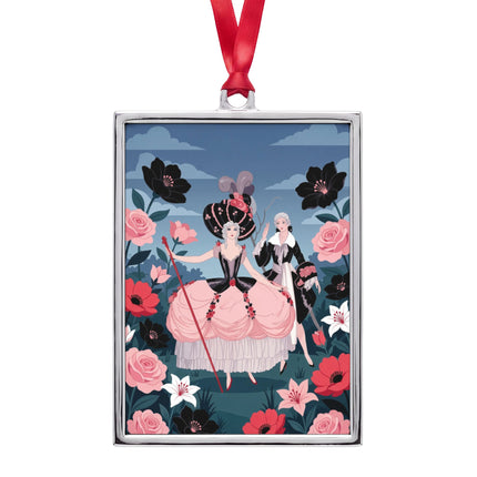 🌹🎀 The Lady Of The Grand Floral Masquerade Portrait Frame Ornament – Art Deco Fashion Whimsy