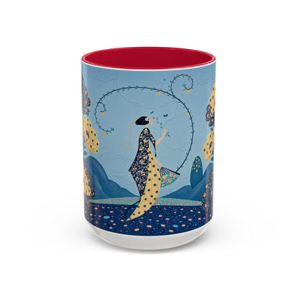 🌼🦋 The Enchanted Butterfly Garden Promenade Colorful Mug – Art Deco Floral Whimsy