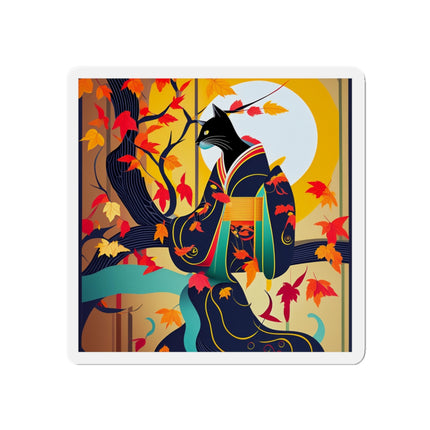 Black Cat in Kimono Die-Cut Magnets (5 Sizes)