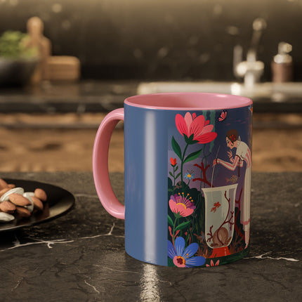 The Lady Of The Enchanted Aquarium Colorful Mugs – Art Deco Aquatic Elegance