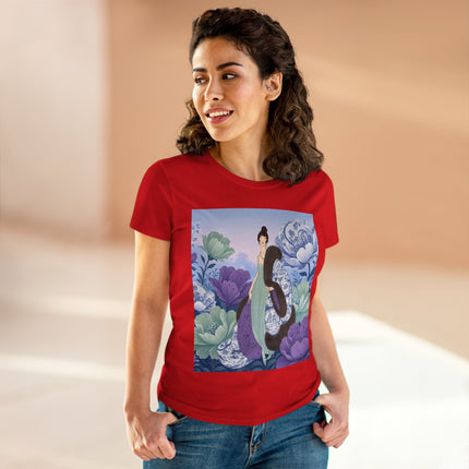 💜🌸 The Lavender Porcelain Garden Cotton Tee – Art Deco Fashion Elegance