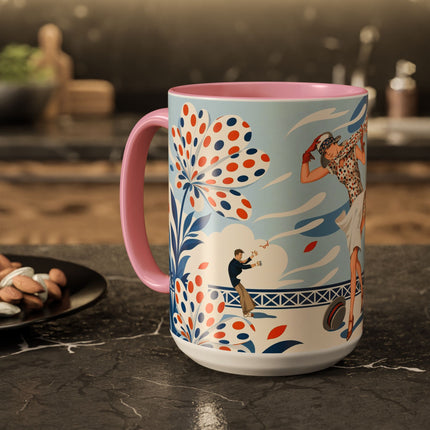 🌼🧡 The Polka Dot Wind Dancer Colorful Mug – Art Deco Fashion Whimsy