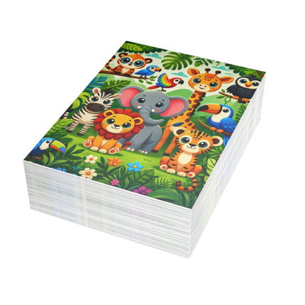 🌴🦁 The Jungle Friends Gathering Greeting Card – Whimsical Animal Adventure